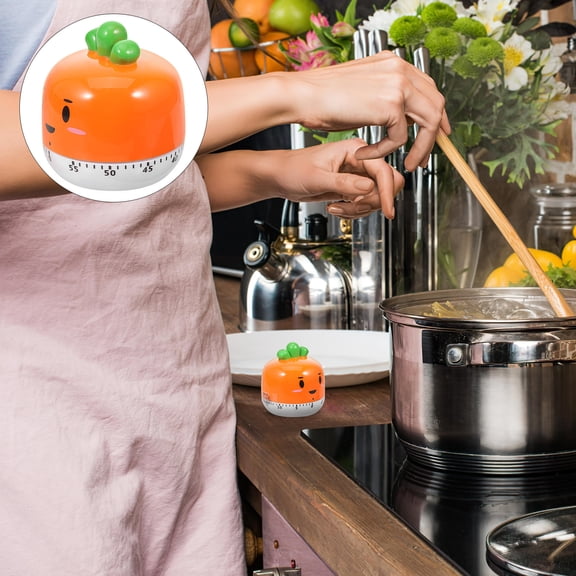 FENGGUIQU Adorable Carrot Timer Orange Plastic Manual for Time Recording in Kitchen