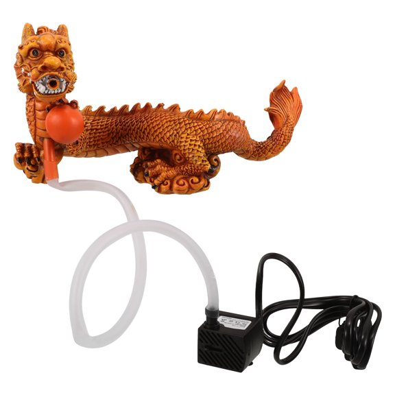 FENGGUIQU Orange Resin Dragon Fish Decor Aquarium Landscape Ornament
