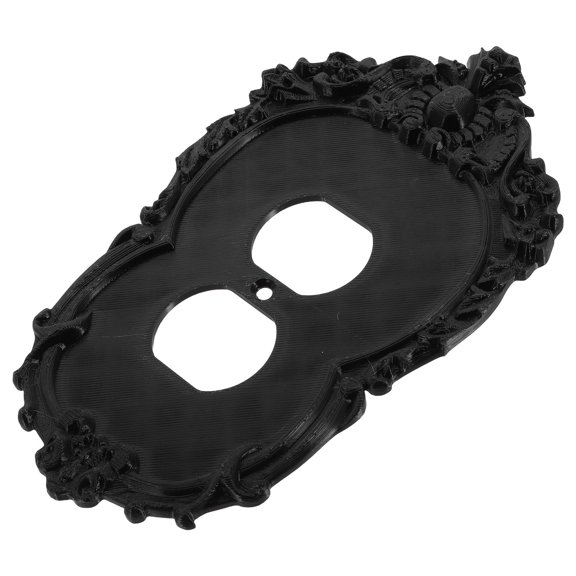 FENGGUIQU Ornate Electrical Outlet Cover Black Matte Plastic Dustproof Socket Protector