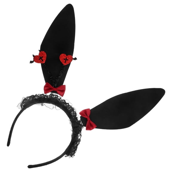 FENGGUIQU Party Bunny Ear Hairhoop Simple Design Black Plastic 1Set for Women
