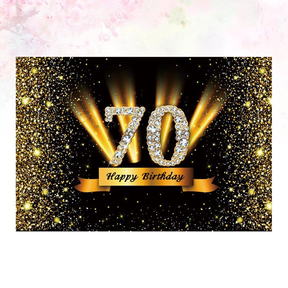 FENGGUIQU Photography Backdrop with 70Th Birthday Pattern Durable Vinyl Material