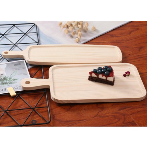 FENGGUIQU Pine Square Cutting Board with Handle, Hangable 46cm Pizza Board