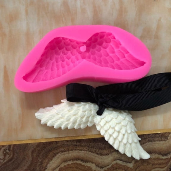 FENGGUIQU Pink Silicone Cake Mold Wings Shape for Fondant Chocolate and DIY Baking