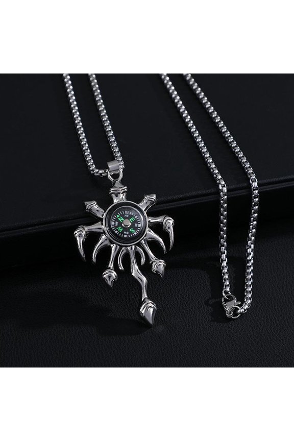 1Pcs Trendy Necklace Pendant with Compass Navigation Tool in Titanium Steel for Accessories
