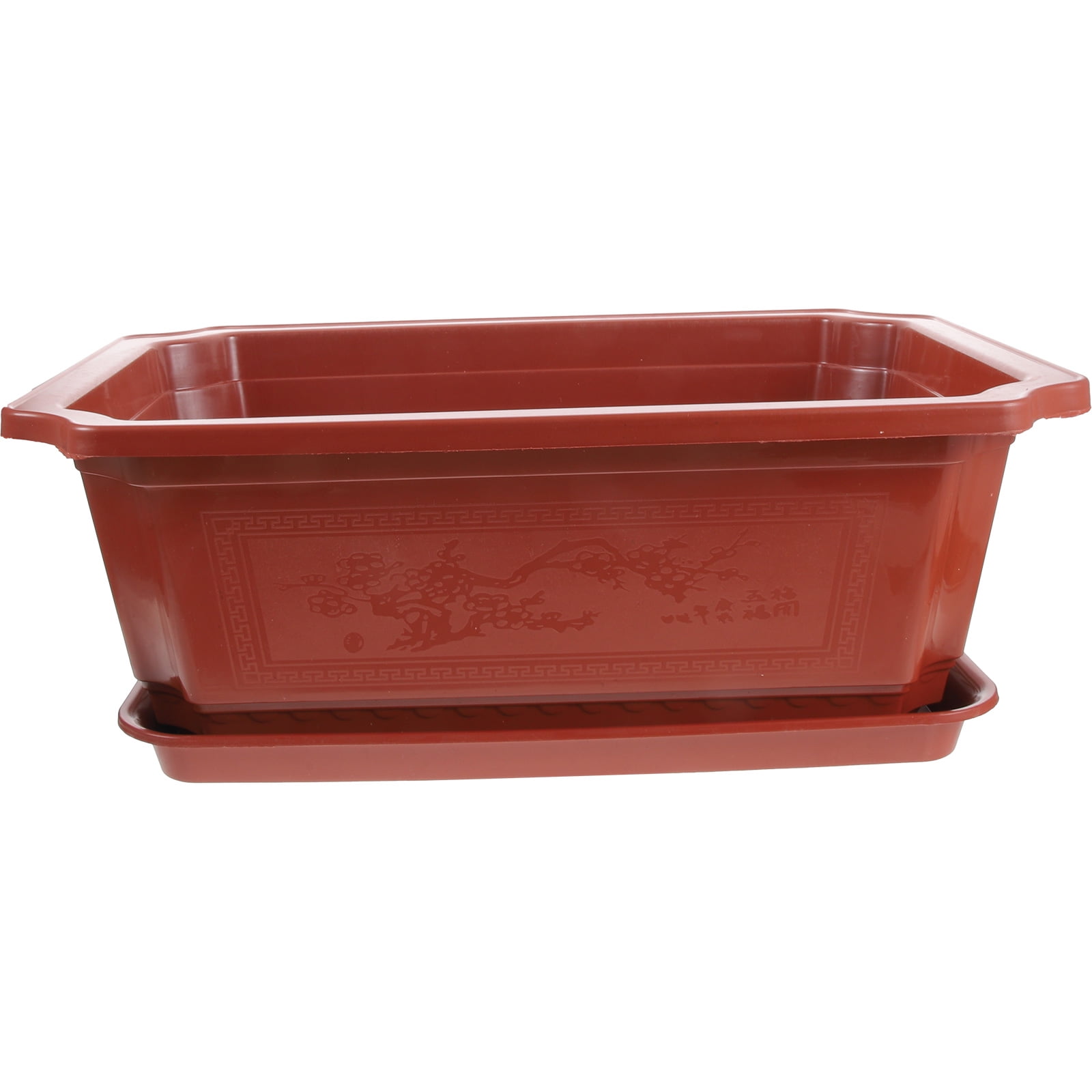 FENGGUIQU Planter Container Oval Large Flower Pot Brown Durable Plastic For Gardening 1 Set