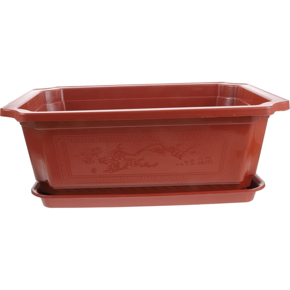 FENGGUIQU Planter Container Oval Large Flower Pot Brown Durable Plastic For Gardening 1 Set