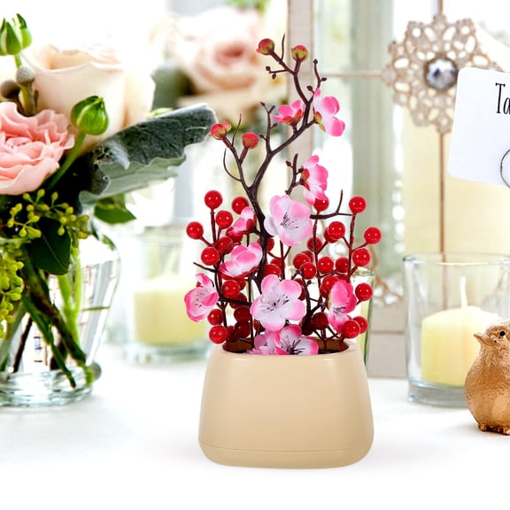 FENGGUIQU Pink Artificial Fortune Tree with Cherry Blossom Branches for Home Decoration