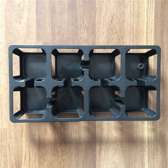 FENGGUIQU Black 8 Cells Plant Pot for Small Plants Bean Sprouts and Flowers