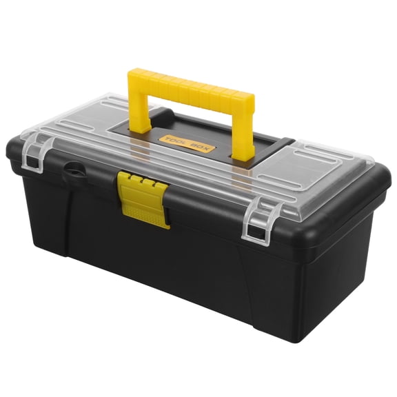 FENGGUIQU Black Plastic Tool Storage Box Large Capacity Safe Buckle Portable Tool Organizer