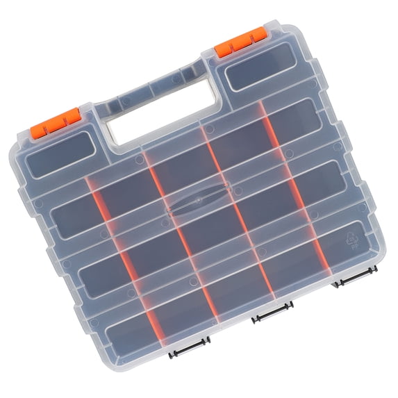 FENGGUIQU Portable Plastic Storage Box with Adjustable Dividers for Small Parts, Nails, Screws, Beads, and Craft Supplies
