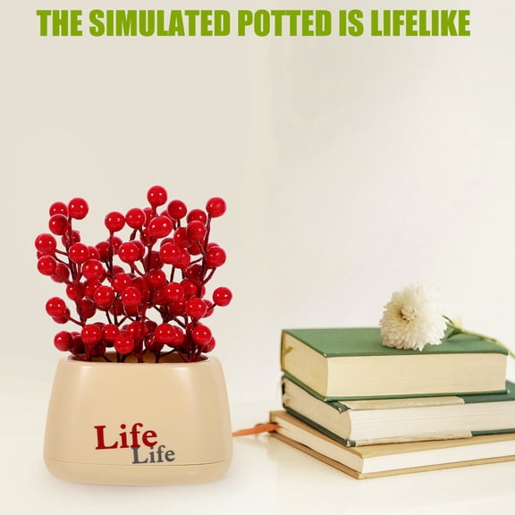 FENGGUIQU Potted Artificial Bonsai Tree Fruit Decoration for Chinese Home and Office with Lifelike Design