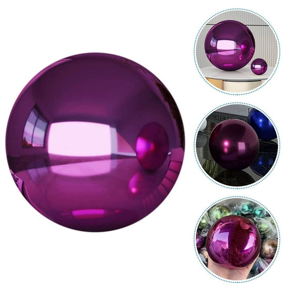 FENGGUIQU Purple Decorative Gazing Ball Stainless Steel Reflective Globe 1Set