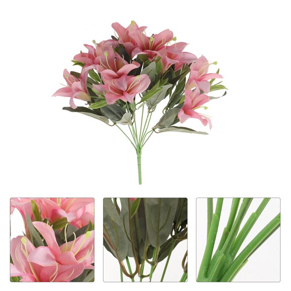 FENGGUIQU Realistic Watermelon Red Decorative Lily Bouquet for Wedding Party Stage Use
