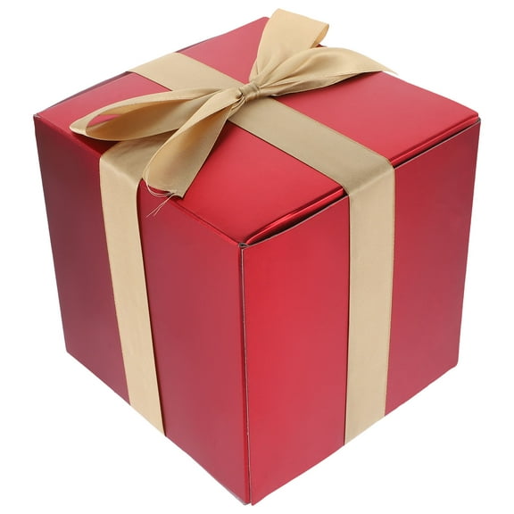 FENGGUIQU Red Paper Christmas Decorations Cube Shaped Box for Party Use Matte Finish Durable 7.5 Inches