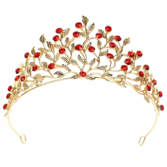 FENGGUIQU Vintage Red Bridal Tiara with Rhinestones Bridal Headpiece for Wedding