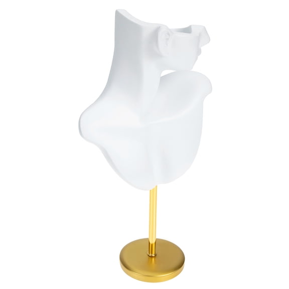 FENGGUIQU Resin Necklace Display Statue with Metal Base White Jewelry Bust Display for Home Use