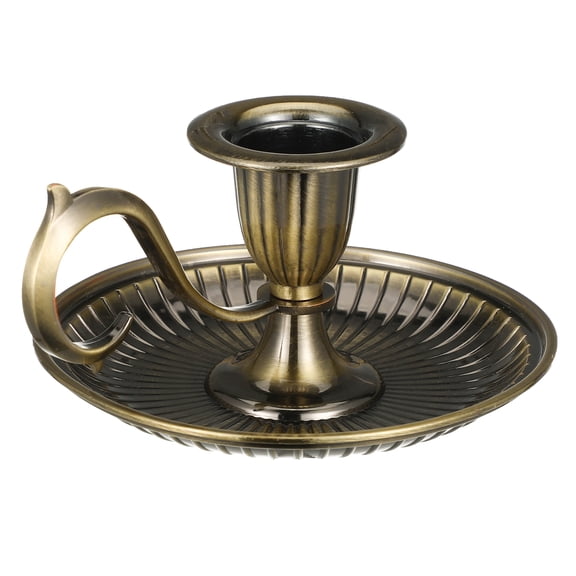 FENGGUIQU Retro Metal Taper Candle Holder Vintage Candlestick with Handle Elegant Tabletop Candle Holder