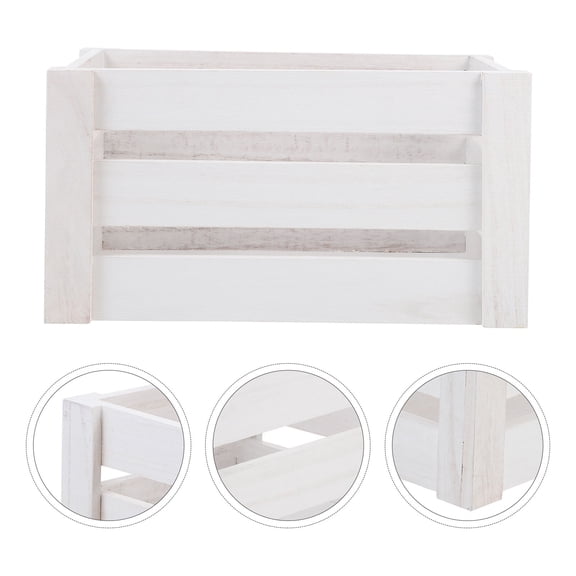 FENGGUIQU Compact White Wooden Crate for Desktop and Home Organization