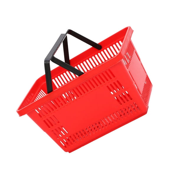 FENGGUIQU Red Plastic Handheld Produce Basket for Grocery Shopping, Supermarket Carry Basket, 1 Piece