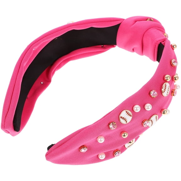 FENGGUIQU Durable Rosy Baseball Headband for Women's with Knot and Baseball Decoration Ideal for Everyday Wear