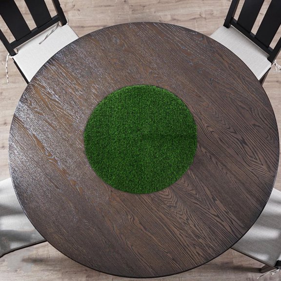 FENGGUIQU Round Turf Placemat Green PVC Tabletop Decor for Banquet Events 1Set