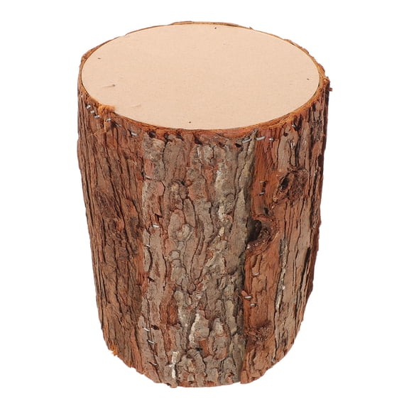 FENGGUIQU Rustic Wedding Aisle Marker Light Brown Wooden Tree Stump with Natural Bark Appearance