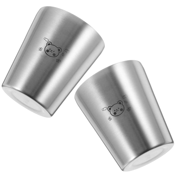 FENGGUIQU 2Pcs High Grade Stainless Steel Iced Coffee Cups for Home Use with Decorative Design