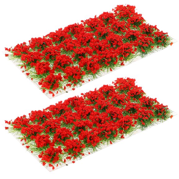 FENGGUIQU Simulated Red Resin Grass Cluster for Sand Table Model Decorative Faux Flower Tufts