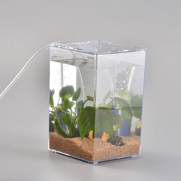 FENGGUIQU Small Acrylic Fish Tank Durable Transparent Fish Cylinder for Home Decor