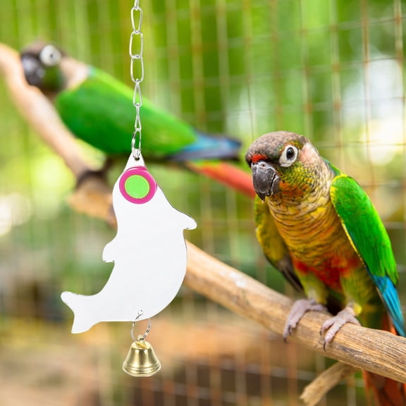 FENGGUIQU Small Parrot Toys White Acrylic Mirror Entertainment 1Set