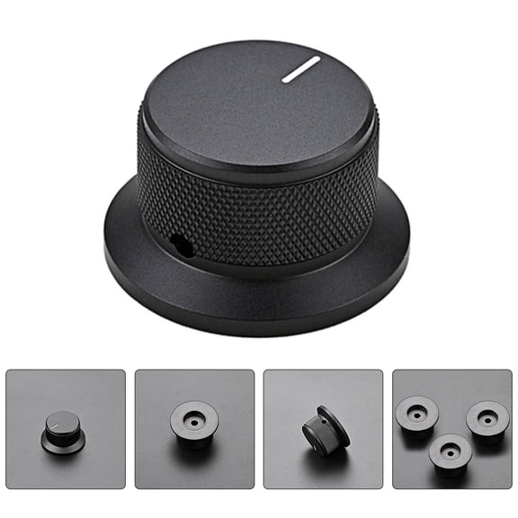 FENGGUIQU Black Aluminum Round Control Knob Replacement, 1 Pack, and Easy to Install