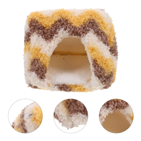 FENGGUIQU Soft Coral Fleece Hamster Bed House, Warm Cozy Small Animal Nest, Yellow, for Guinea Pig, Mouse, Rat