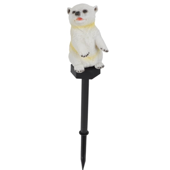 FENGGUIQU Solar-Powered Outdoor White Bear Garden Lamp Decorative Lawn Light