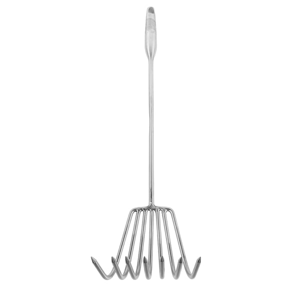FENGGUIQU Stainless Steel Beach Rake with 7 Prong Claw for Sand Sifting and Shell Collecting in Plated Silver