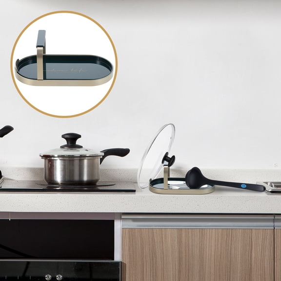 FENGGUIQU Multi-Functional Green Pot Lid Holder and Spoon Rest for Convenient Kitchen Utensil Storage and Organization