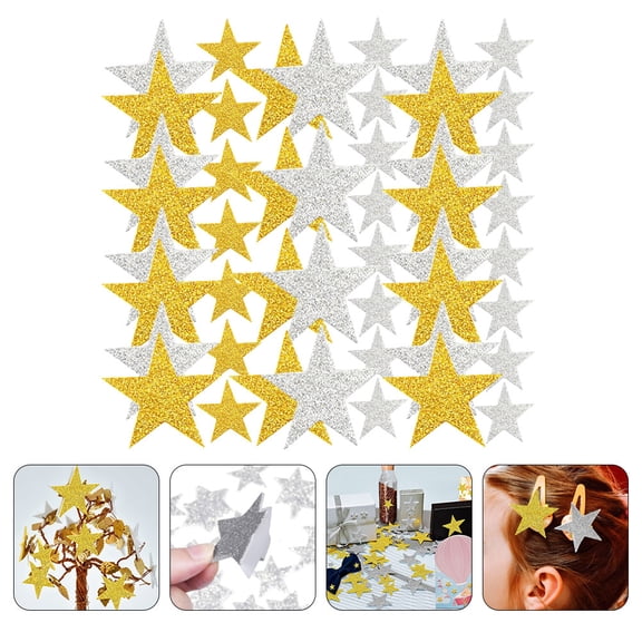 FENGGUIQU Star Decals for Walls Assorted Colors EVA Foams 300Pcs Gold Silver for Greeting Cards and