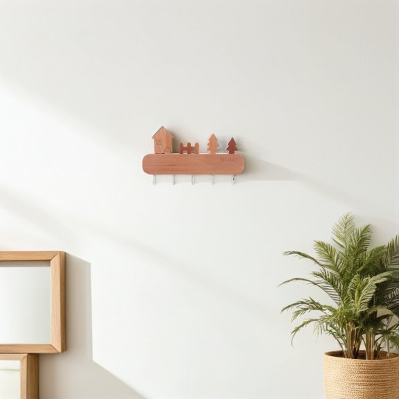 FENGGUIQU Stylish White Wooden Key Organizer for Easy Installation and Clutter Control