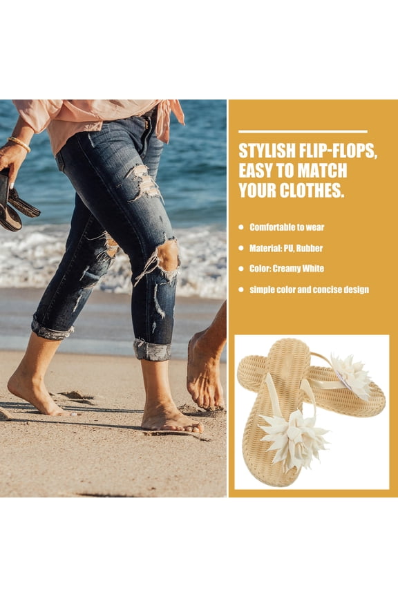 Summer Slippers for Woman Beige PU Material with Rubber Sole Perfect for Weddings and Casual