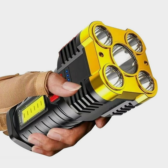 FENGGUIQU Super-Bright Led Flashlight Flashlight Golden Rubber 1Pcs for Daily Reading