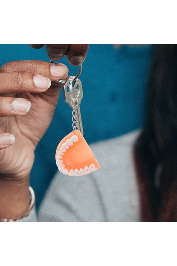 12Pcs Tooth Keychains Resin Small Key Stainless Steel Handbag Charms Gifts for Friends