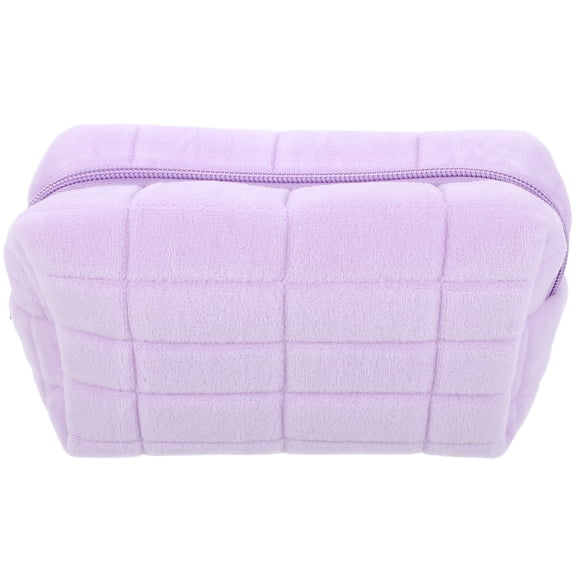 FENGGUIQU Purple Makeup Bag Organizer Soft Flock Vanity Pouch for Home Cosmetics Storage