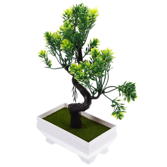 FENGGUIQU Small Faux Bonsai Tree Decorative Fake Plant, Low Maintenance Artificial Potted Plant for Bedroom, 1 Piece