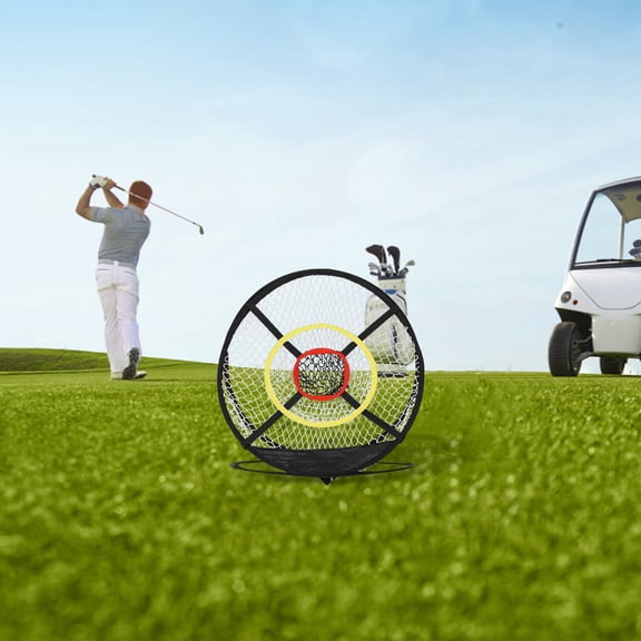 FENGGUIQU Versatile Black Golf Chipping Net with Folding Bag Designed for Tennis Courts and Outdoor Use