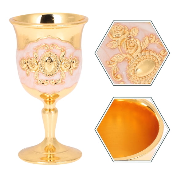 FENGGUIQU European Style Zinc Alloy Wine Goblet Assorted Color Vintage Embossed Pattern Ideal for Home and Party Use