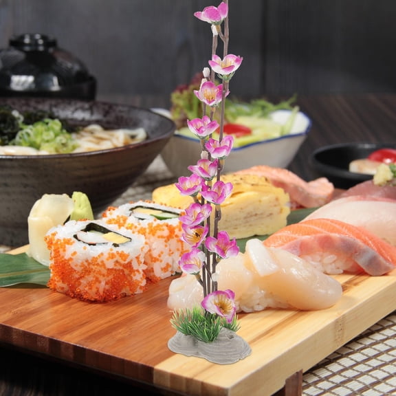 FENGGUIQU Violet Artificial Flowers for Sushi Plate Decoration, Realistic Plastic Floral Ornament, 12.5 Inch Blossom