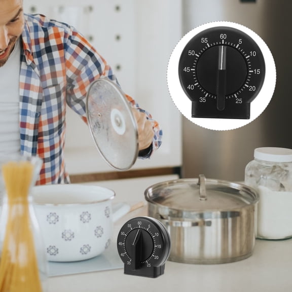 FENGGUIQU Black 60-Minute Mechanical Kitchen Timer with Adjustable Dial and Clear Visual Countdown for Cooking