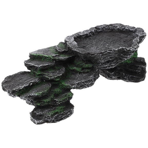 FENGGUIQU Brown Resin Turtle Basking Platform for Habitat, Multifunctional Decoration and Playground, Size 7.5 x 5.5 x 3.5 inches