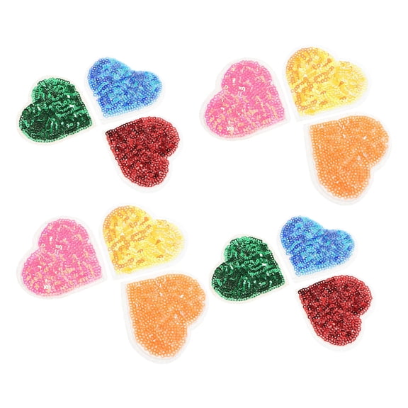 FENGGUIQU Iron-on Heart Patches Assorted Color Polyester Clothes Accessory 12Pcs