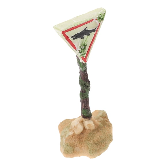 FENGGUIQU Vivid Shark Warning Board Resin Aquarium Decor for Fish Tank