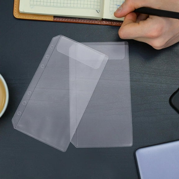 FENGGUIQU 10Pcs White Binder Pockets Envelope Organizer with Double Holes High-Class PVC for Document Management